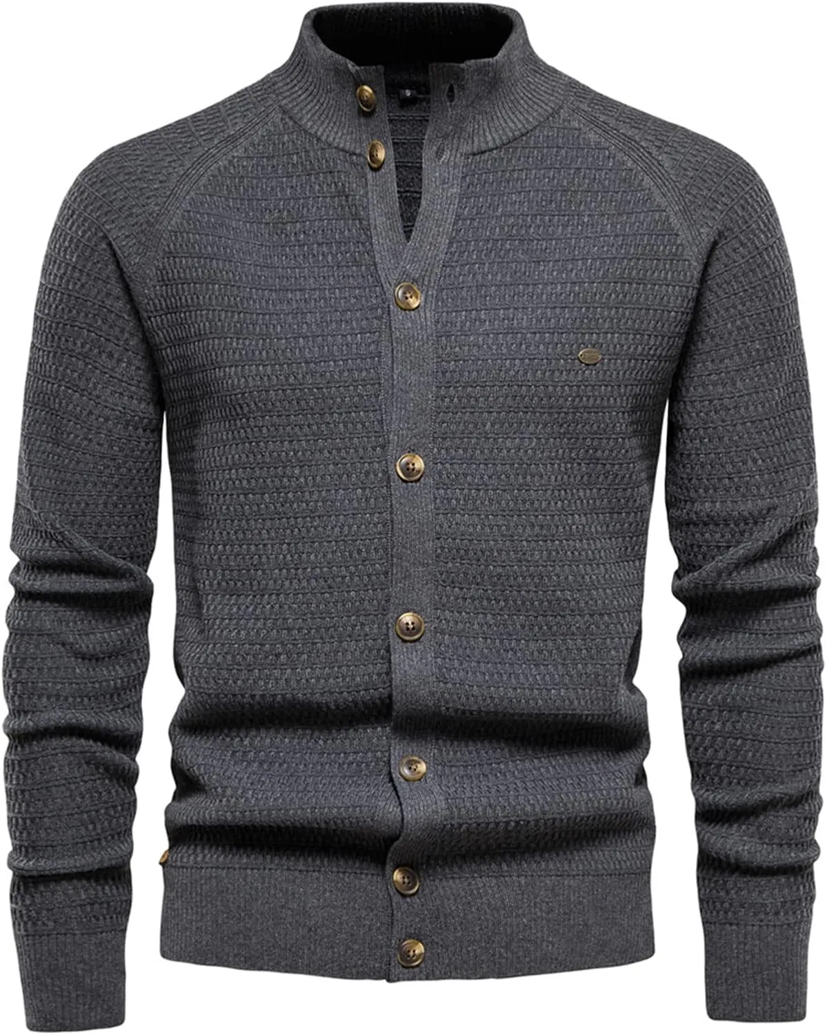 Men's Cable Knitted Heavy Sweaters Thermal Turtleneck Button Down Cardigan Sweater