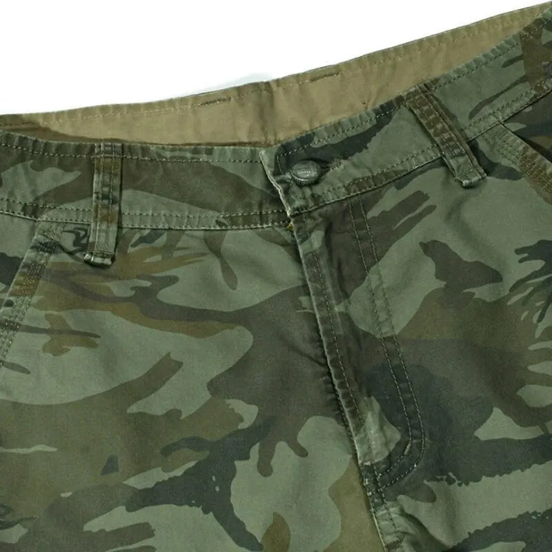 Men's Camo Cargo Shorts Casual Loose Work Military Short No Belt
