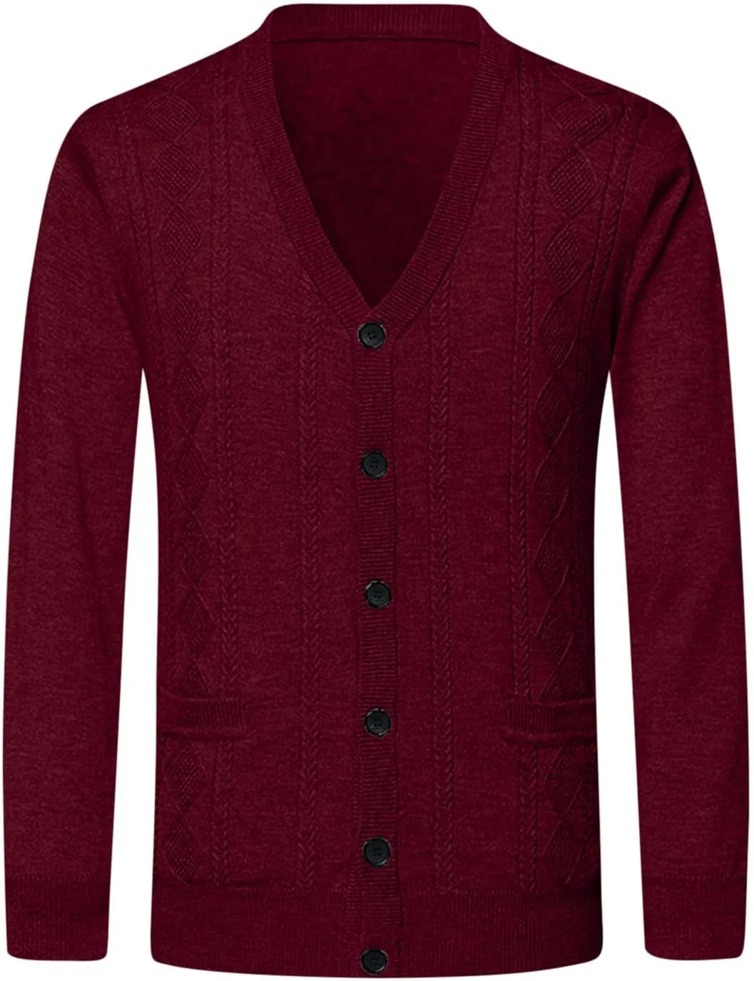Mens Cardigan Sweater V Neck Long Sleeve Sweater Button Down Cardigan Sweater Lightweight Sweater Jacket with Pockets