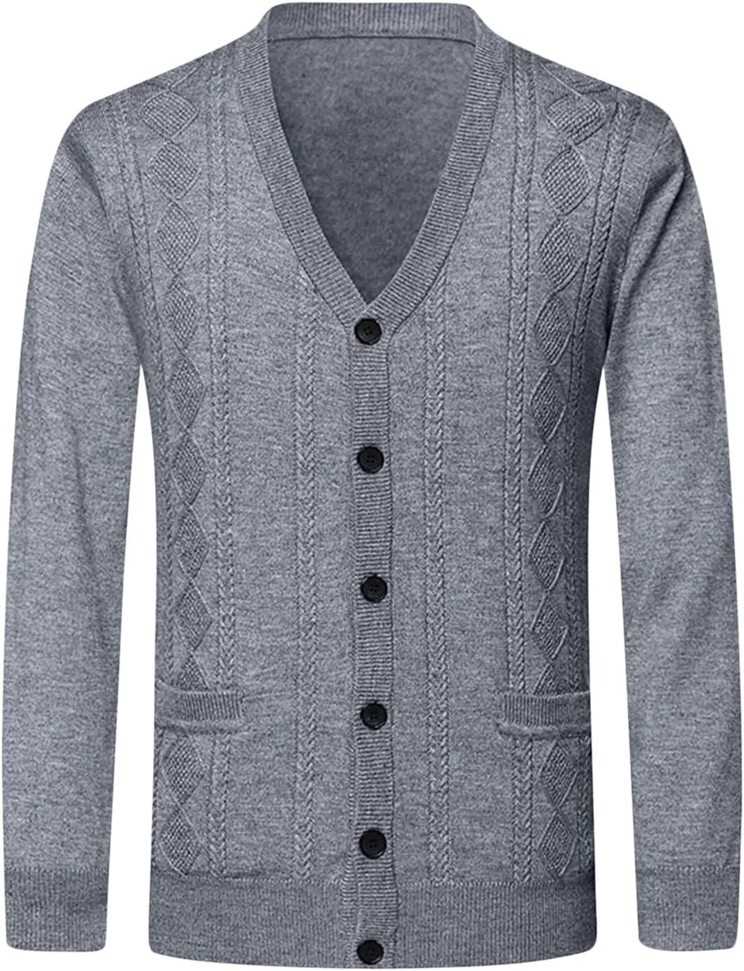 Mens Cardigan Sweater V Neck Long Sleeve Sweater Button Down Cardigan Sweater Lightweight Sweater Jacket with Pockets