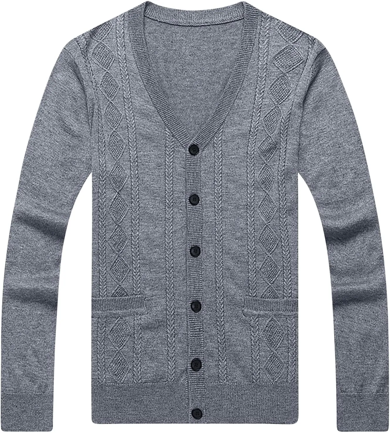 Mens Cardigan Sweater V Neck Long Sleeve Sweater Button Down Cardigan Sweater Lightweight Sweater Jacket with Pockets