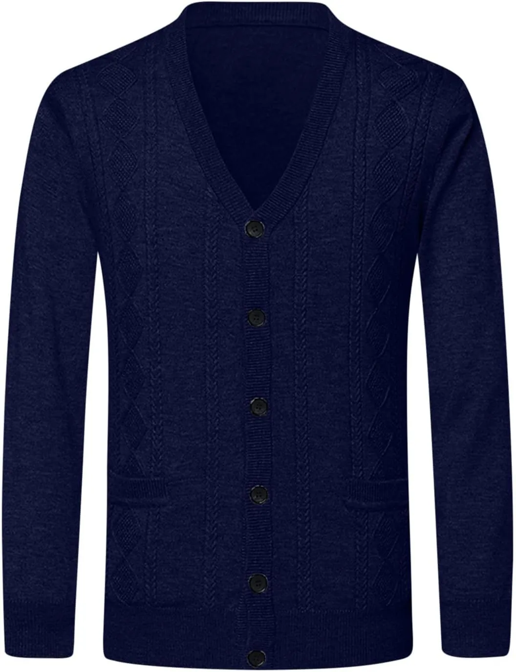 Mens Cardigan Sweater V Neck Long Sleeve Sweater Button Down Cardigan Sweater Lightweight Sweater Jacket with Pockets
