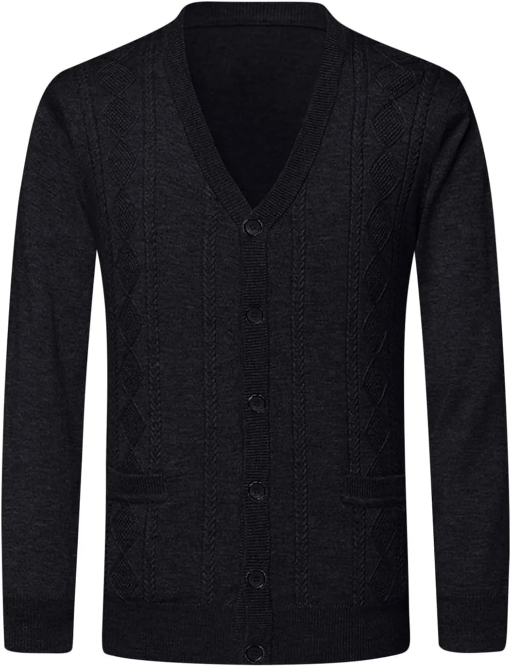 Mens Cardigan Sweater V Neck Long Sleeve Sweater Button Down Cardigan Sweater Lightweight Sweater Jacket with Pockets