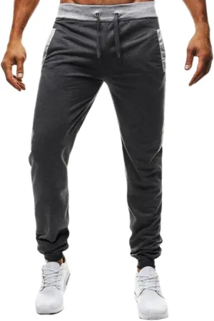 Mens Casual Joggers Pants Athletic Baggy Linen Slim Fit Pants Elastic Waist Drawstring Sweatpants Workout Trousers