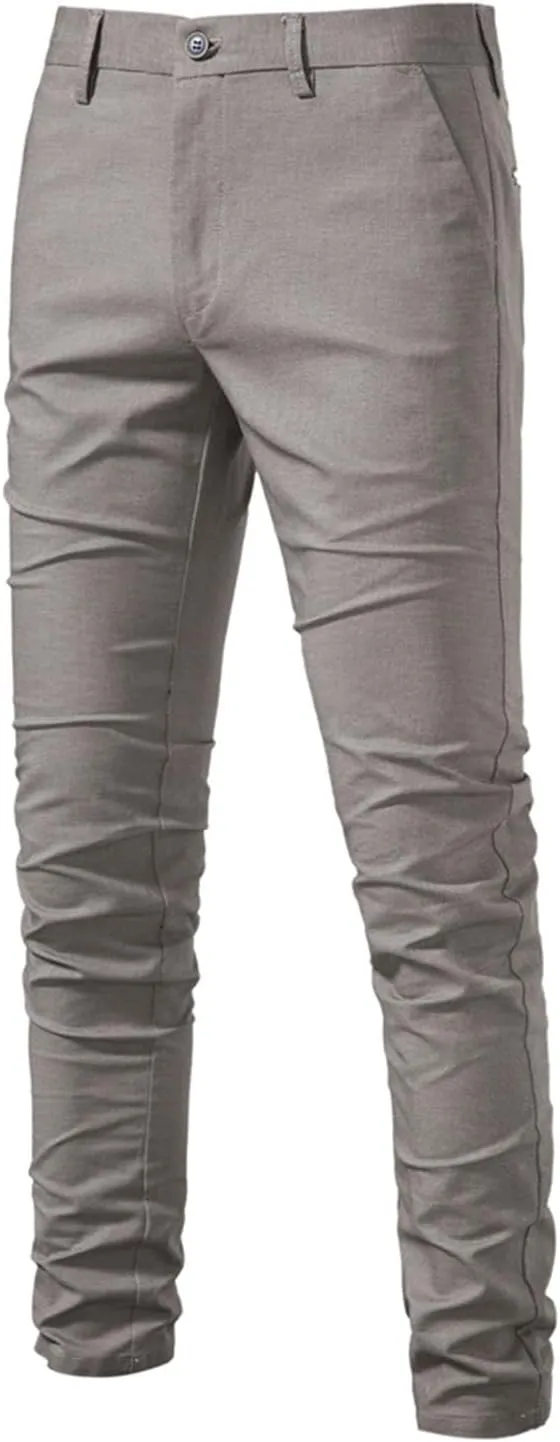 Mens Casual Slim Fit Pants Loose Skinny Dress Sweatpants Soft Elastic Waist Casual Cotton Breathable Fall Trousers