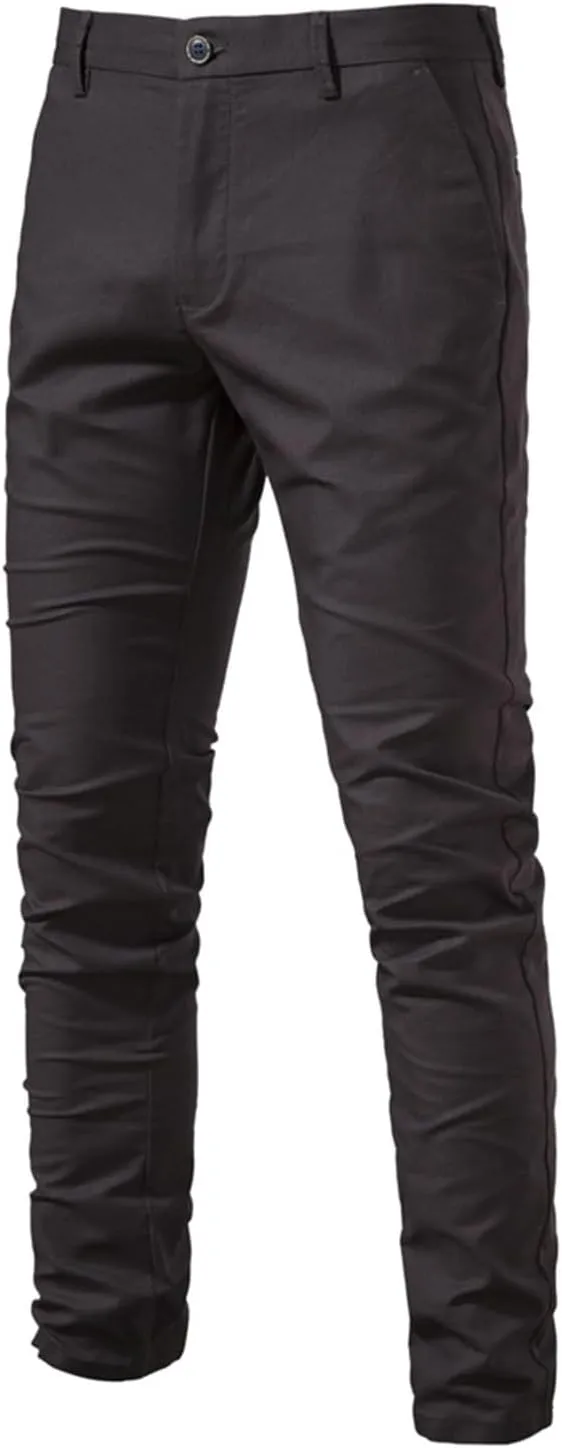 Mens Casual Slim Fit Pants Loose Skinny Dress Sweatpants Soft Elastic Waist Casual Cotton Breathable Fall Trousers