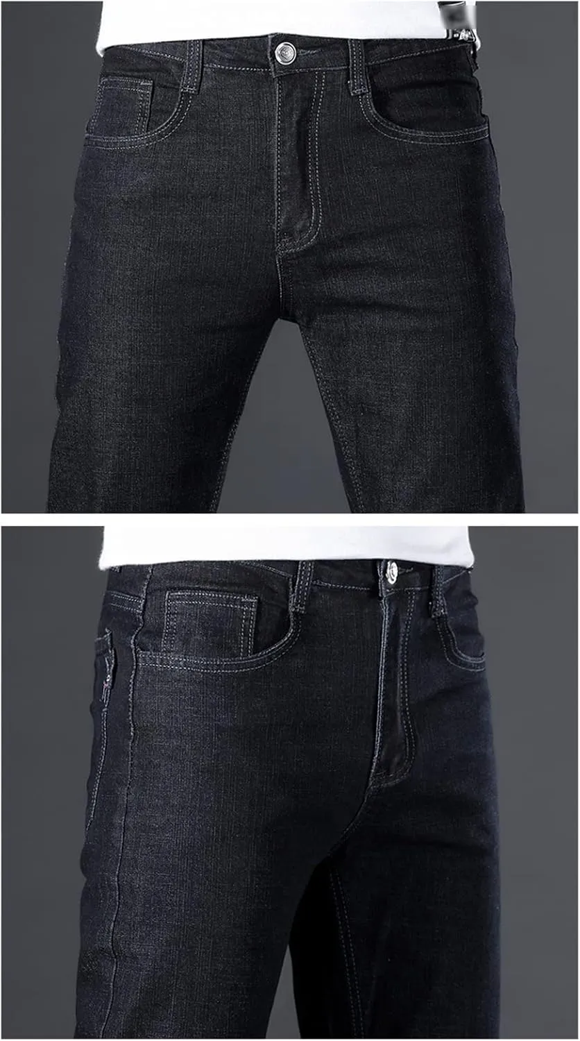 Men's Classic Vintage Slim Fit Jean Casual Skinny Straight Leg Denim Pants Lightweight Regular Fit Jean Trousers