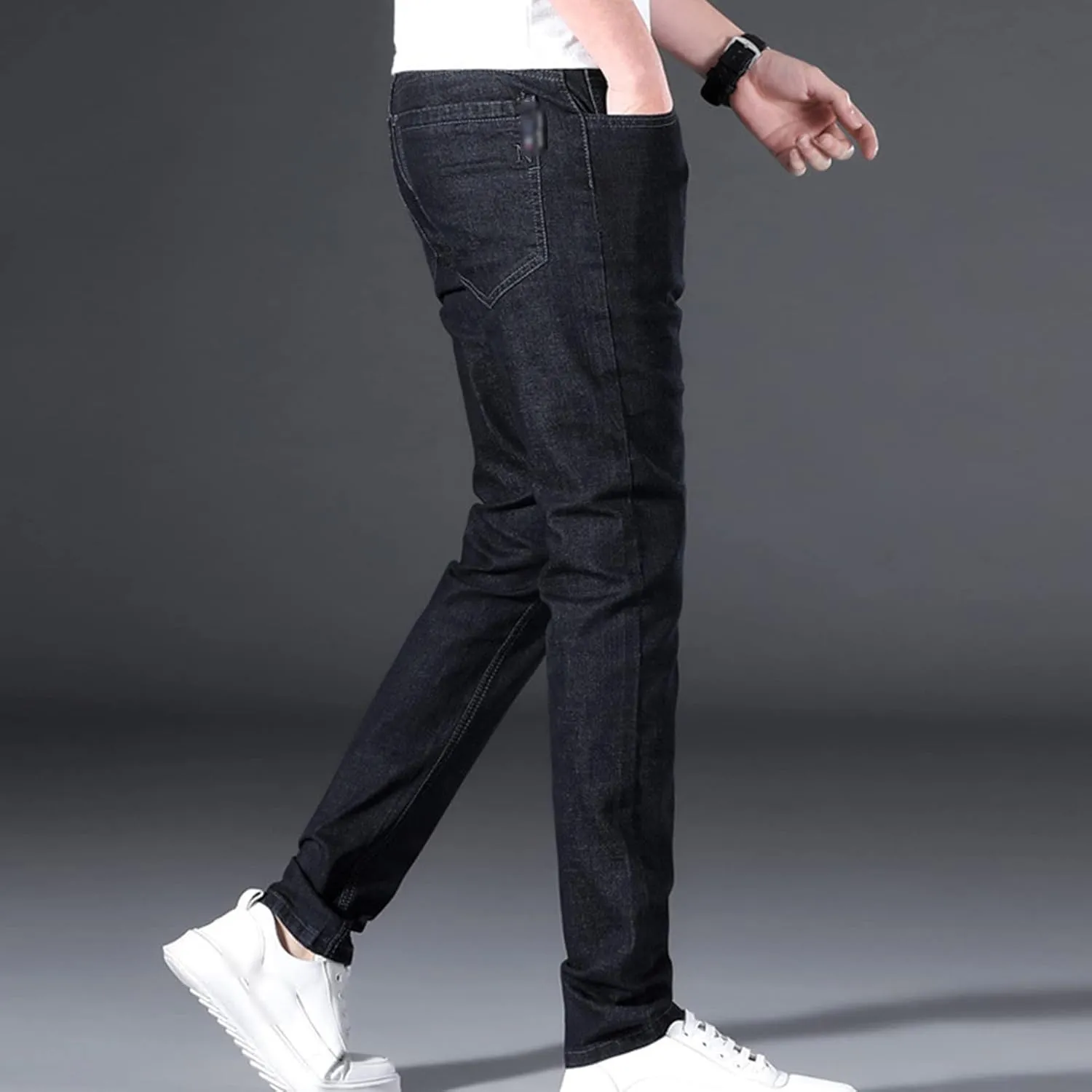 Men's Classic Vintage Slim Fit Jean Casual Skinny Straight Leg Denim Pants Lightweight Regular Fit Jean Trousers