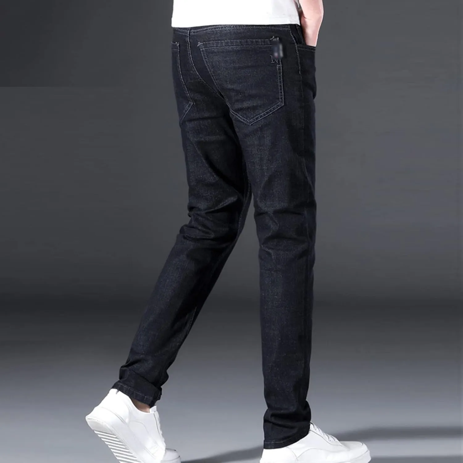 Men's Classic Vintage Slim Fit Jean Casual Skinny Straight Leg Denim Pants Lightweight Regular Fit Jean Trousers
