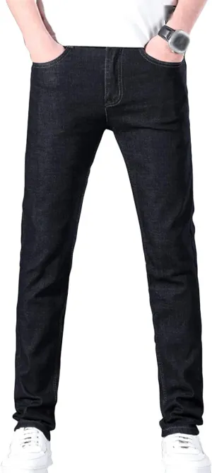 Men's Classic Vintage Slim Fit Jean Casual Skinny Straight Leg Denim Pants Lightweight Regular Fit Jean Trousers