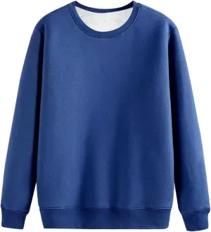 Men'S Crewneck Sweatshirt Thick Warm Sherpa Lined Sweater Heavyweight Long Sleeve Underwear Winter Fleece Pullover