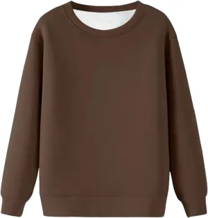 Men'S Crewneck Sweatshirt Thick Warm Sherpa Lined Sweater Heavyweight Long Sleeve Underwear Winter Fleece Pullover