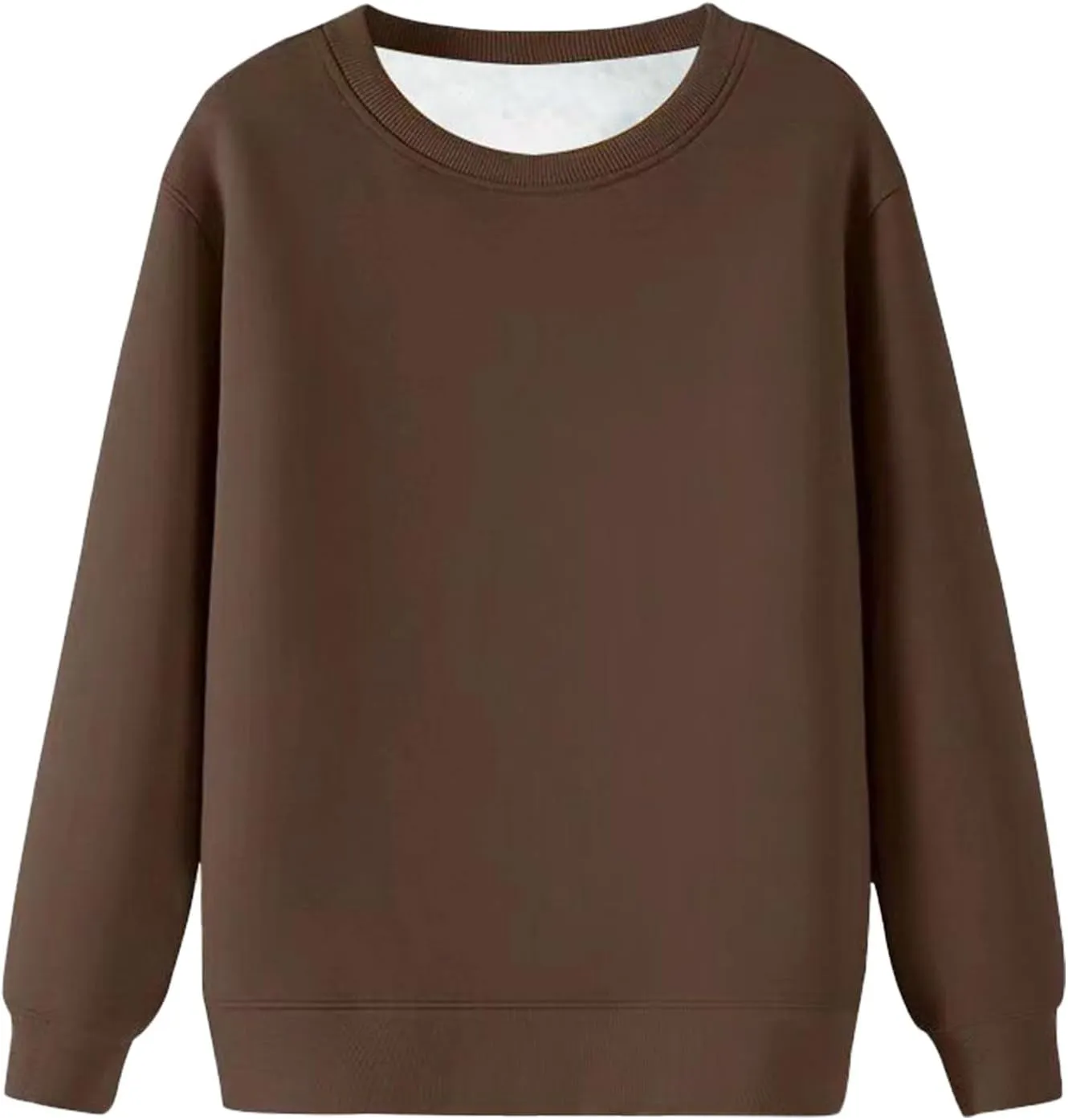 Men'S Crewneck Sweatshirt Thick Warm Sherpa Lined Sweater Heavyweight Long Sleeve Underwear Winter Fleece Pullover
