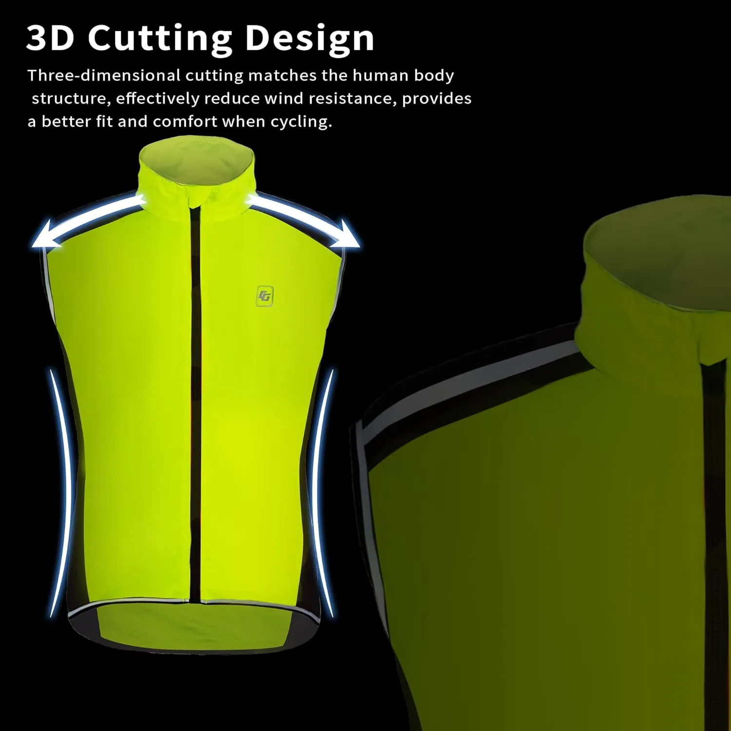 Men's Cycling Bike Vest High Reflective Running Vest Windproof Lightweight Sleeveless Outdoor Sports Jacket
