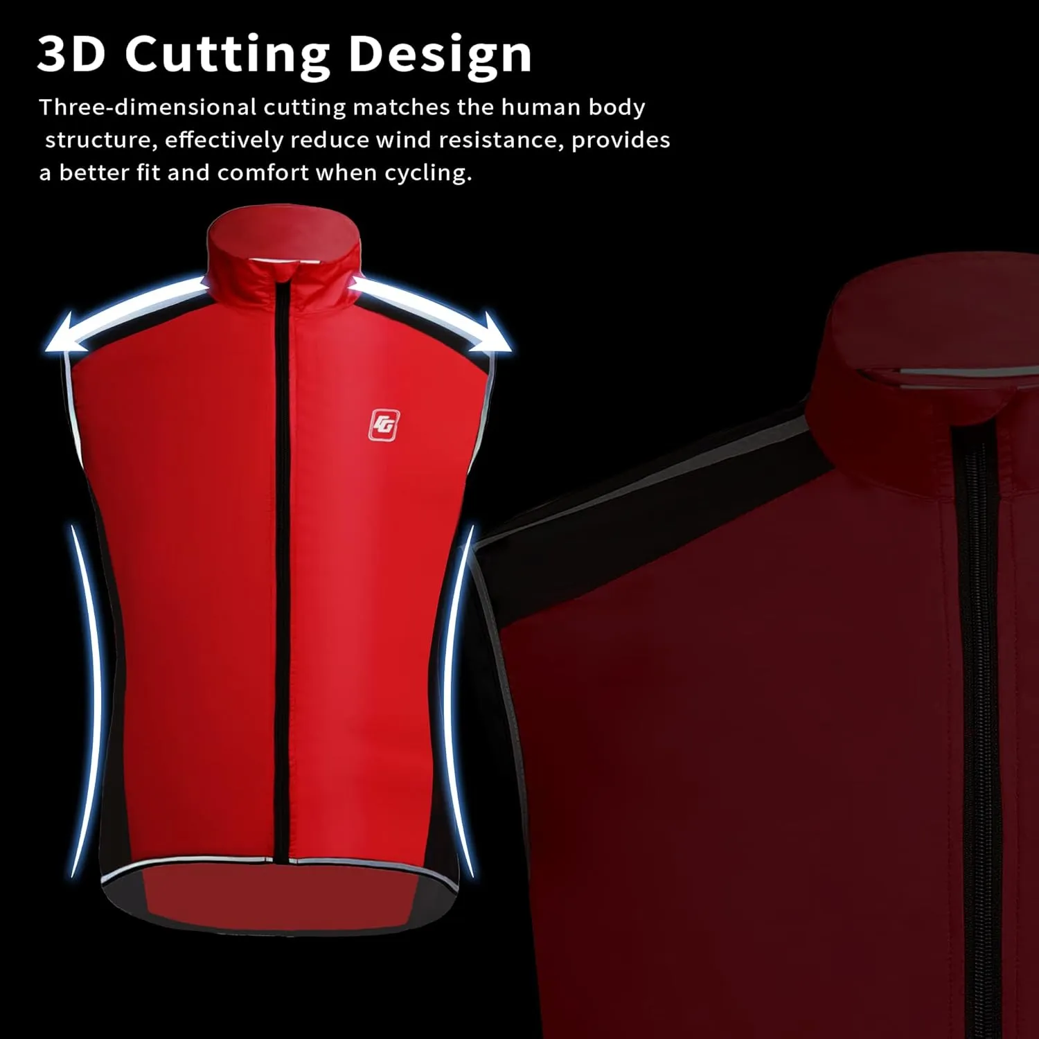 Men's Cycling Bike Vest High Reflective Running Vest Windproof Lightweight Sleeveless Outdoor Sports Jacket
