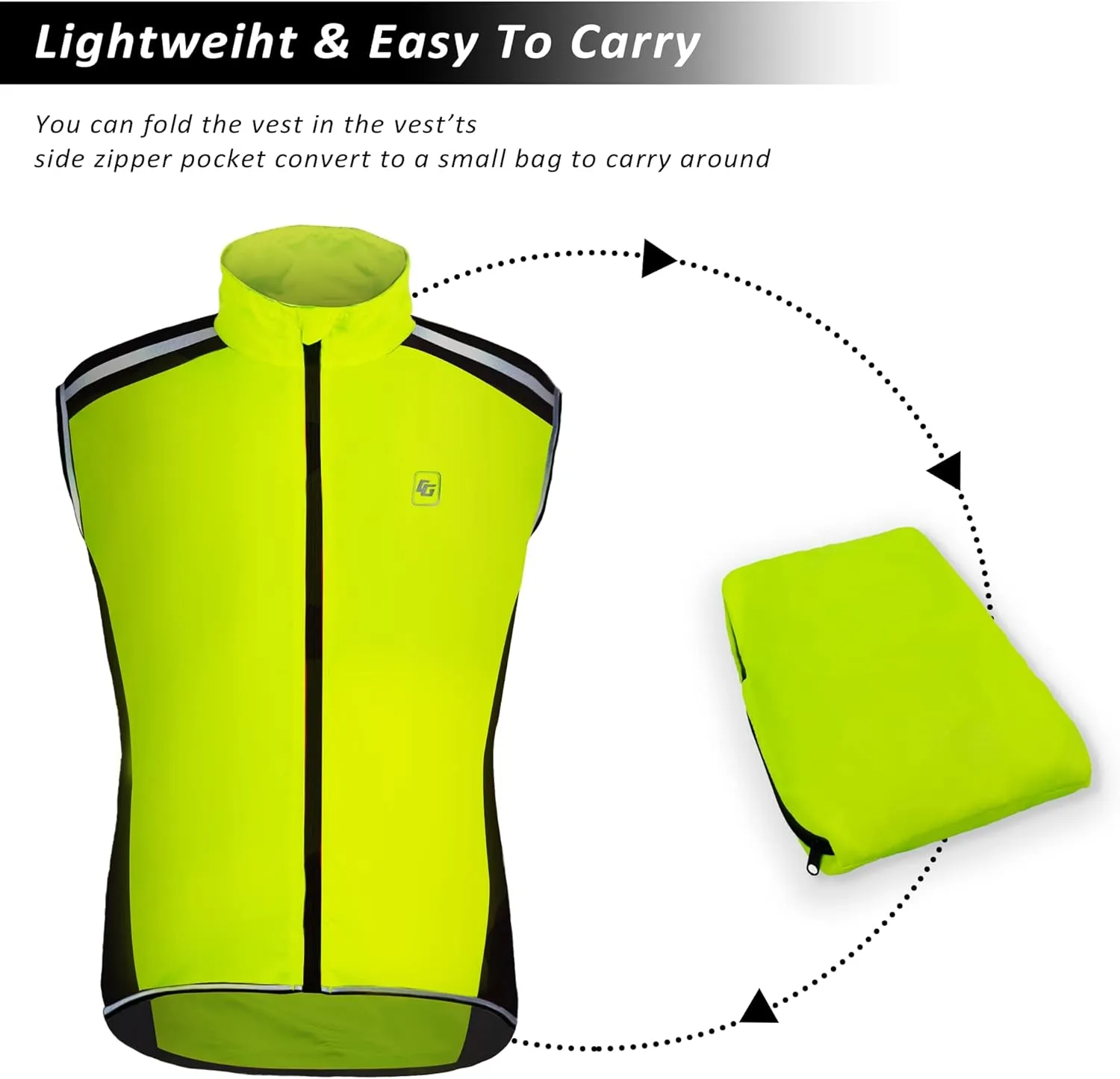 Men's Cycling Bike Vest High Reflective Running Vest Windproof Lightweight Sleeveless Outdoor Sports Jacket