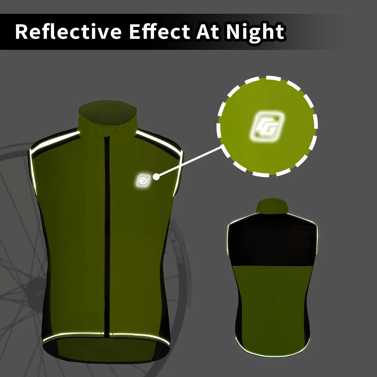 Men's Cycling Bike Vest High Reflective Running Vest Windproof Lightweight Sleeveless Outdoor Sports Jacket