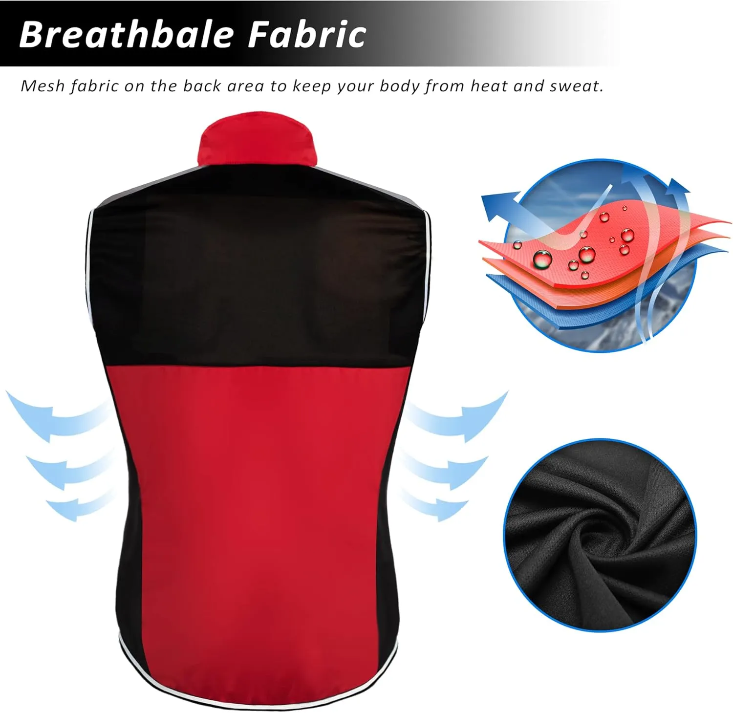 Men's Cycling Bike Vest High Reflective Running Vest Windproof Lightweight Sleeveless Outdoor Sports Jacket