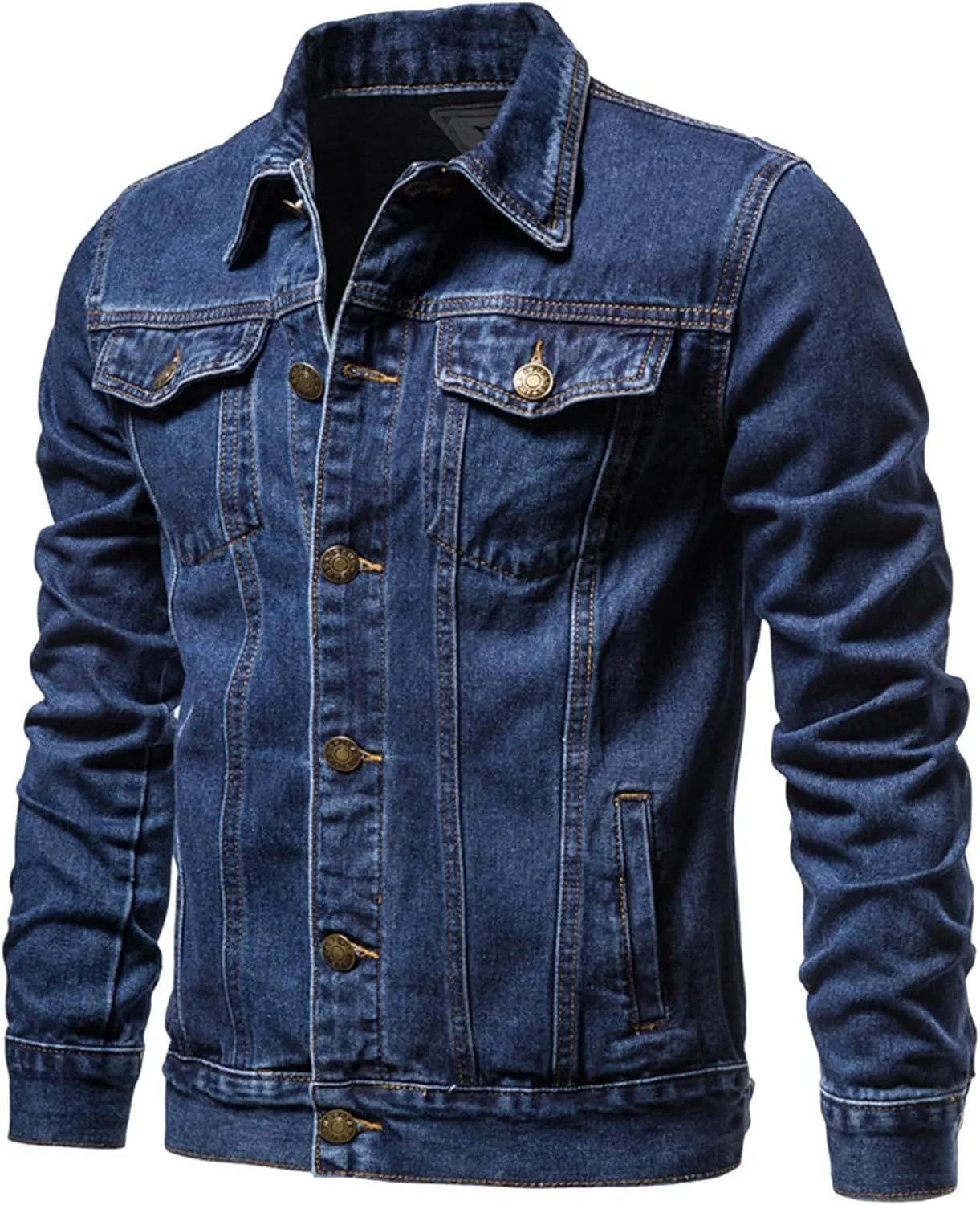 Mens Denim Jacket,Long Sleeve Button Down Jackets Distressed Jean Jackets Trucker Jacket Fall Casual Coat
