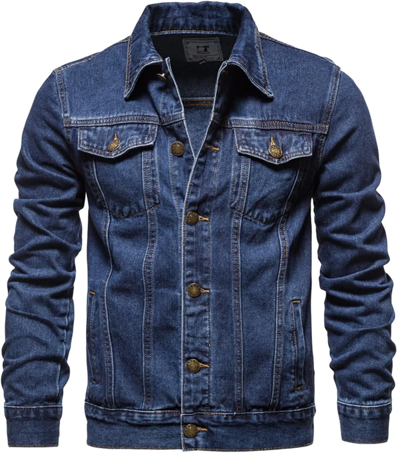 Mens Denim Jacket,Long Sleeve Button Down Jackets Distressed Jean Jackets Trucker Jacket Fall Casual Coat