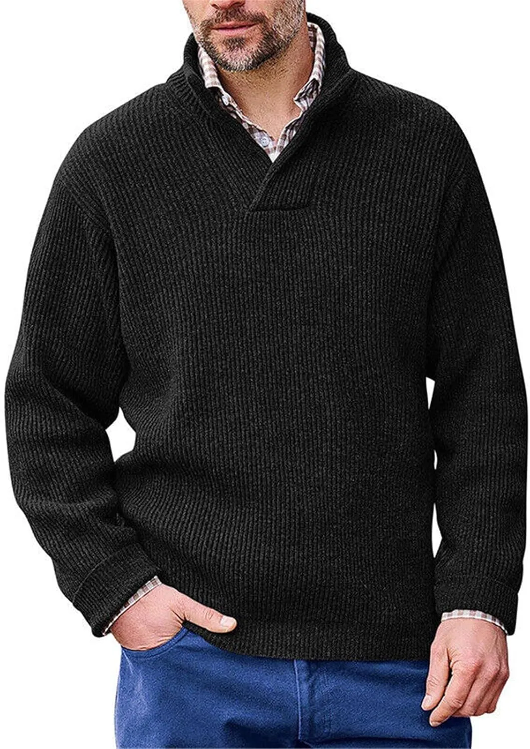 Mens Fall Sweater Solid Hatless Zipper Warm Cardigan Knitted Coat Long Sleeve Sweatshirt Men shirts for men long