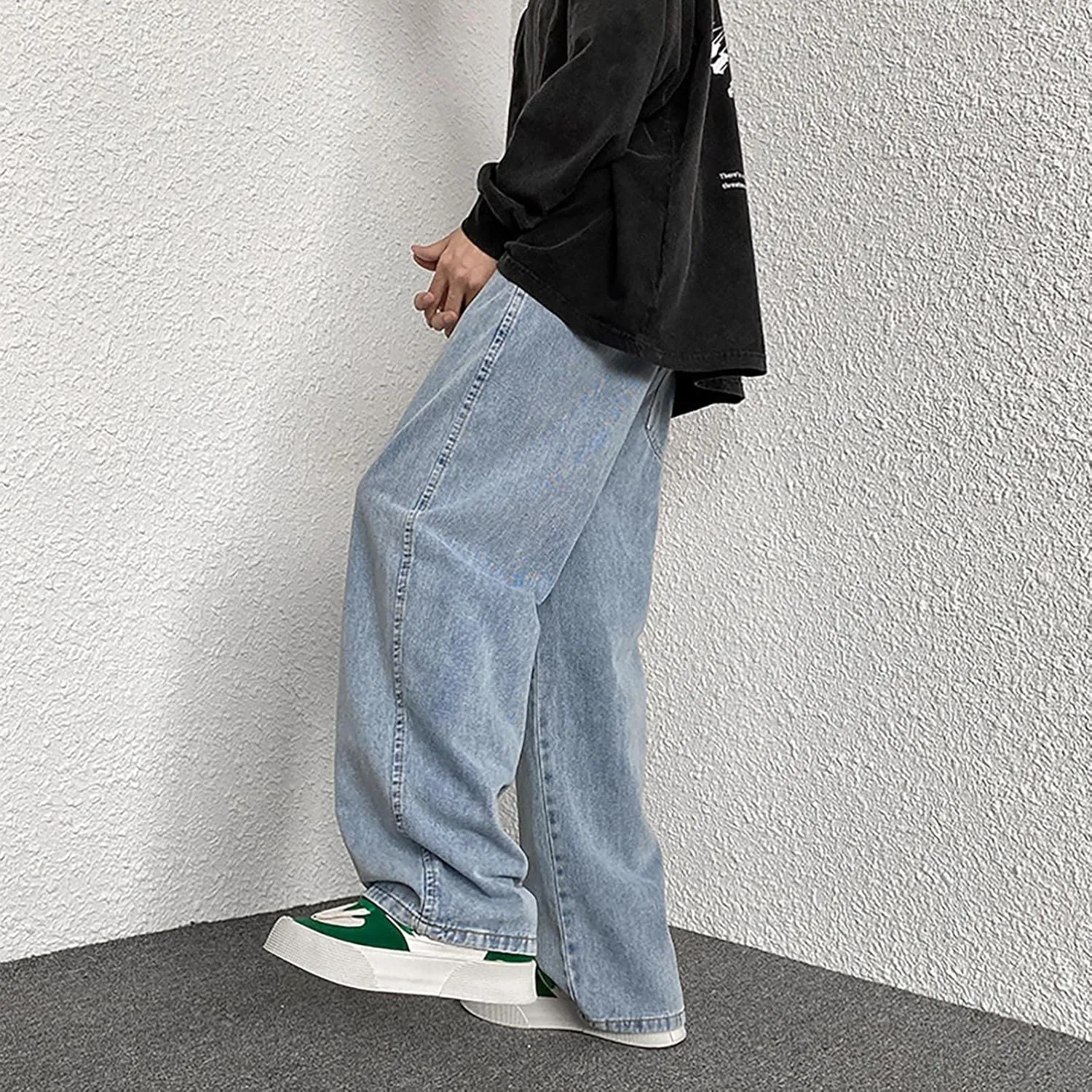 Men's Fashion Big Loose Relaxed Fit Straight Leg Jeans Denim Pants Mens Dress Pants