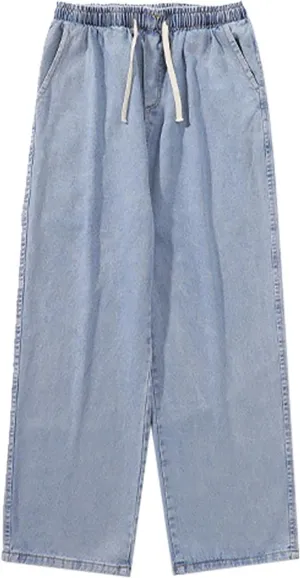 Men's Fashion Big Loose Relaxed Fit Straight Leg Jeans Denim Pants Mens Dress Pants