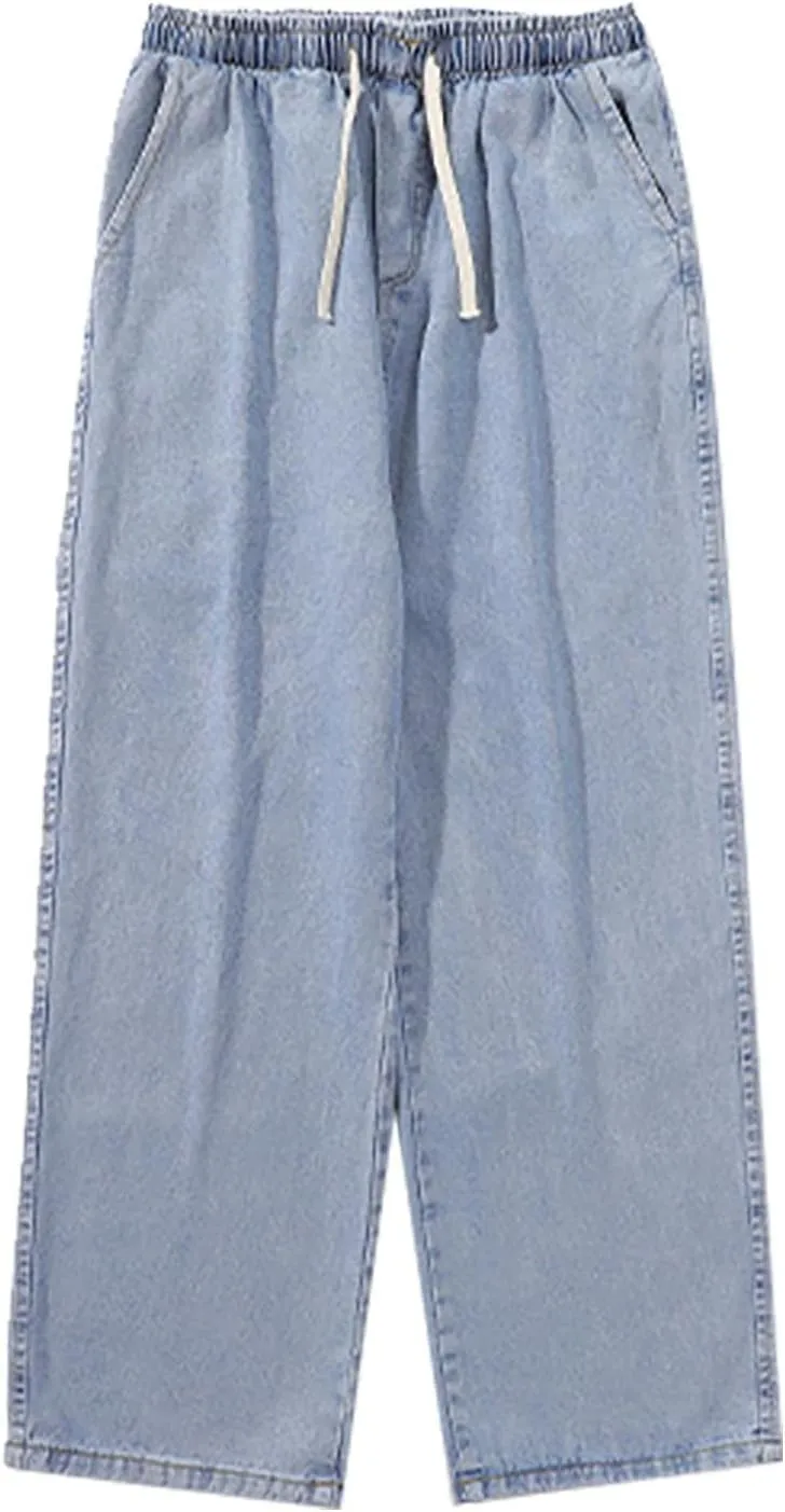Men's Fashion Big Loose Relaxed Fit Straight Leg Jeans Denim Pants Mens Dress Pants
