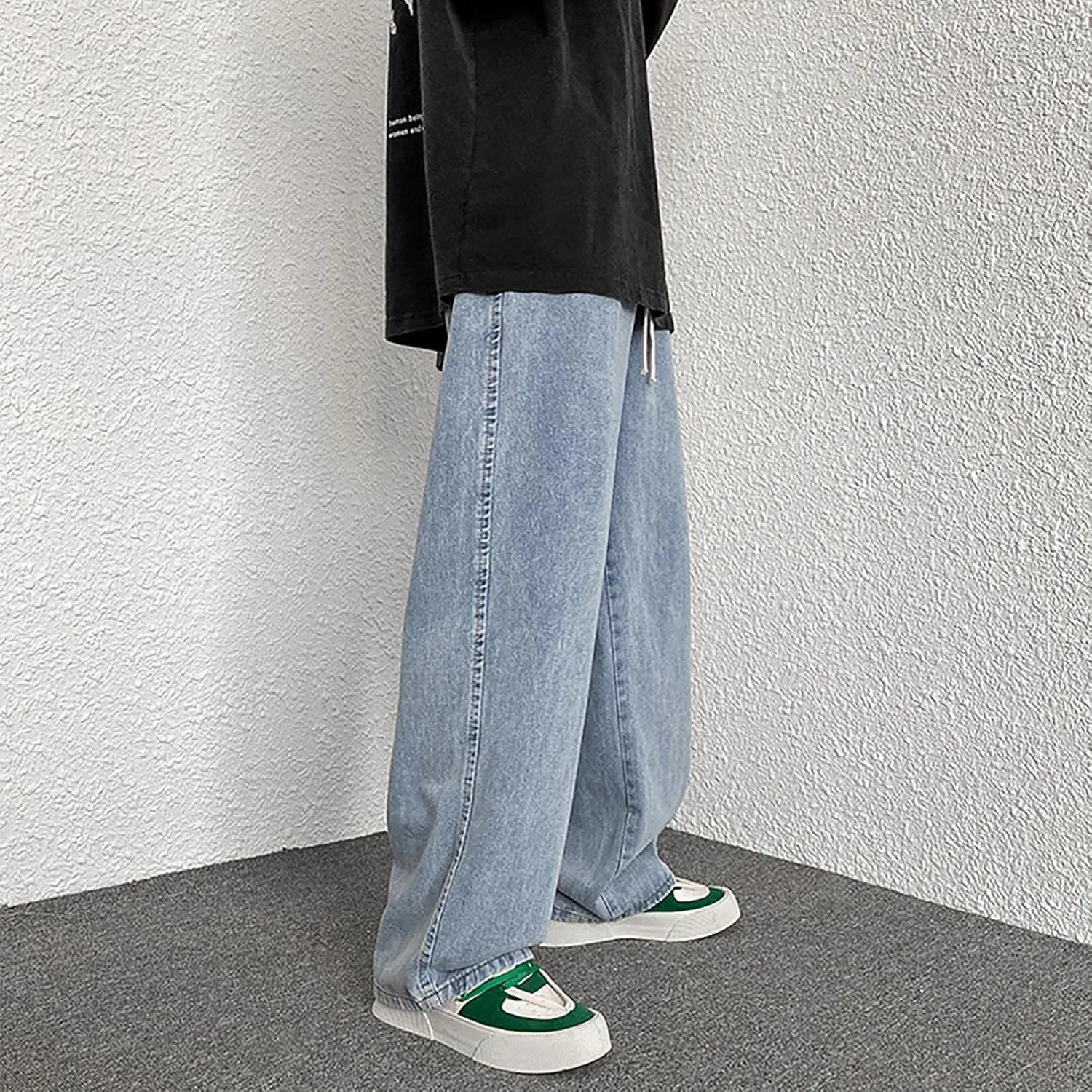 Men's Fashion Big Loose Relaxed Fit Straight Leg Jeans Denim Pants Mens Dress Pants