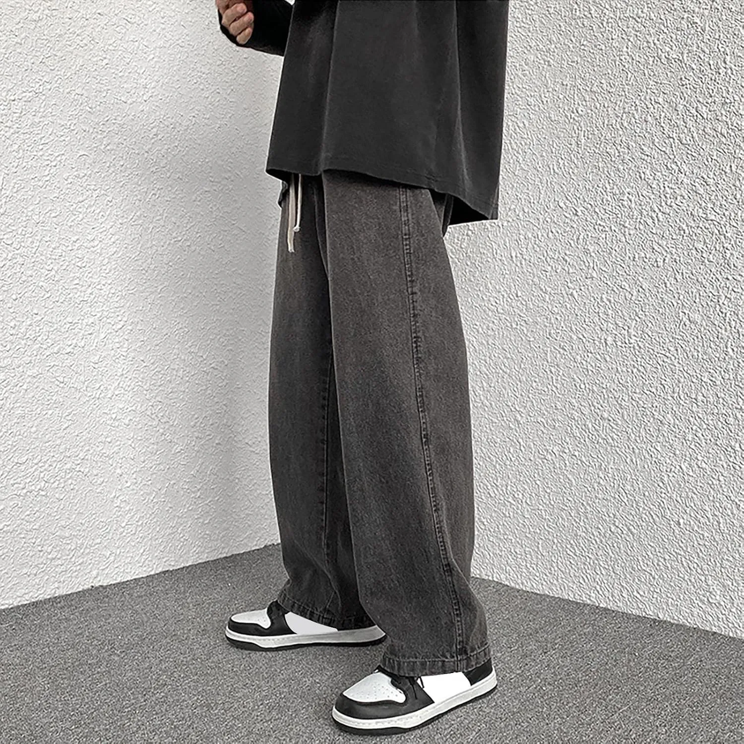 Men's Fashion Big Loose Relaxed Fit Straight Leg Jeans Denim Pants Mens Dress Pants