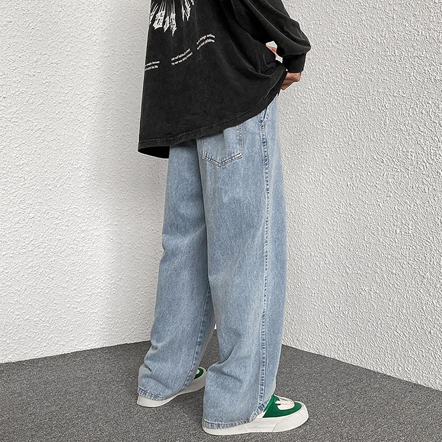 Men's Fashion Big Loose Relaxed Fit Straight Leg Jeans Denim Pants Mens Dress Pants