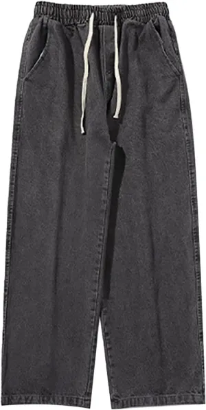 Men's Fashion Big Loose Relaxed Fit Straight Leg Jeans Denim Pants Mens Dress Pants