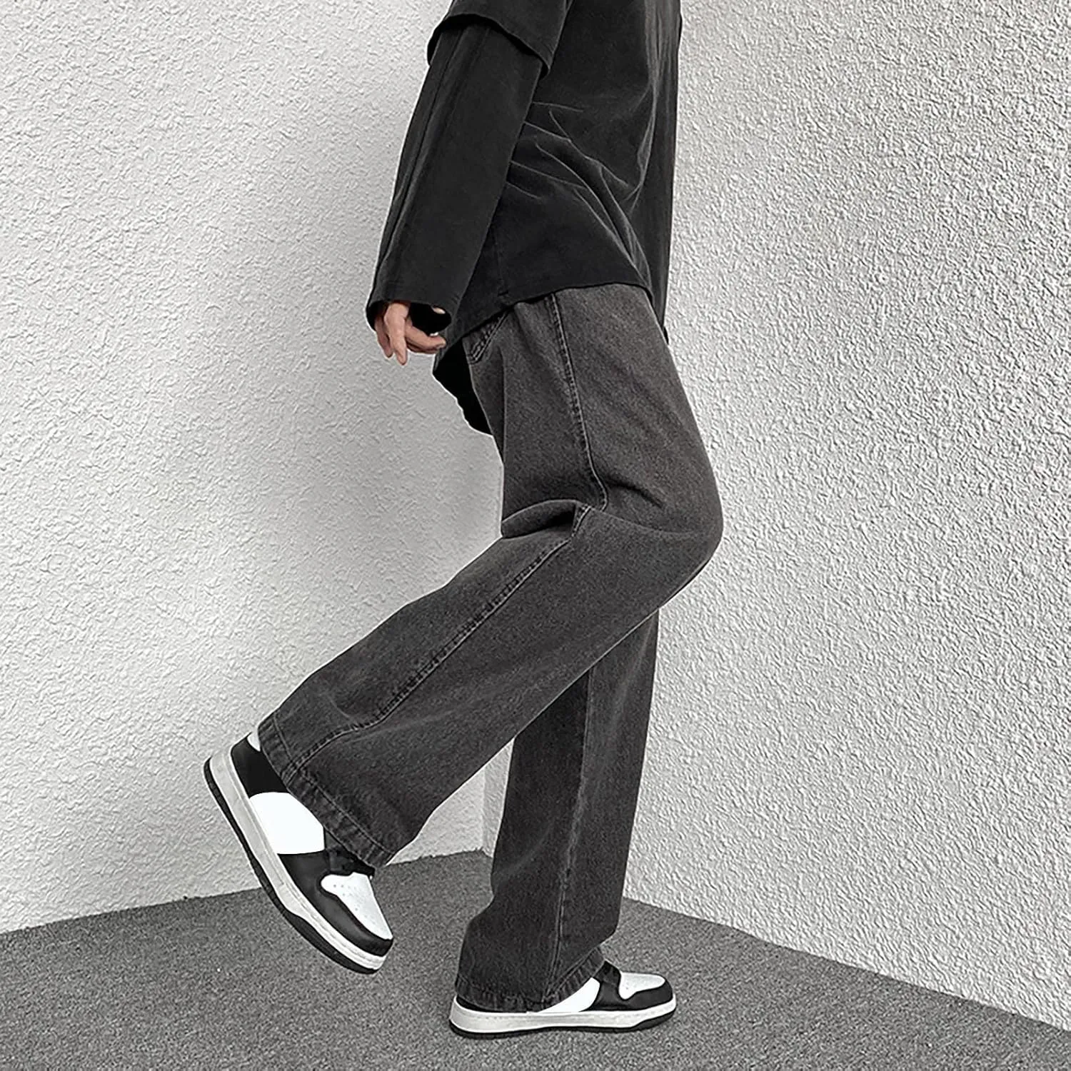 Men's Fashion Big Loose Relaxed Fit Straight Leg Jeans Denim Pants Mens Dress Pants