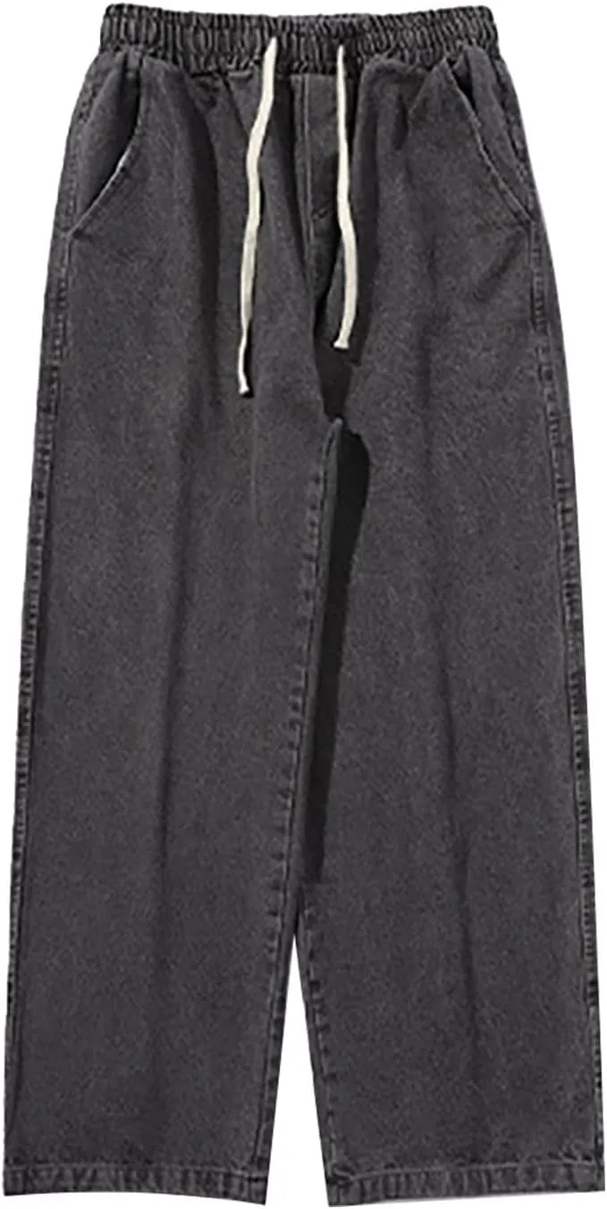 Men's Fashion Big Loose Relaxed Fit Straight Leg Jeans Denim Pants Mens Dress Pants