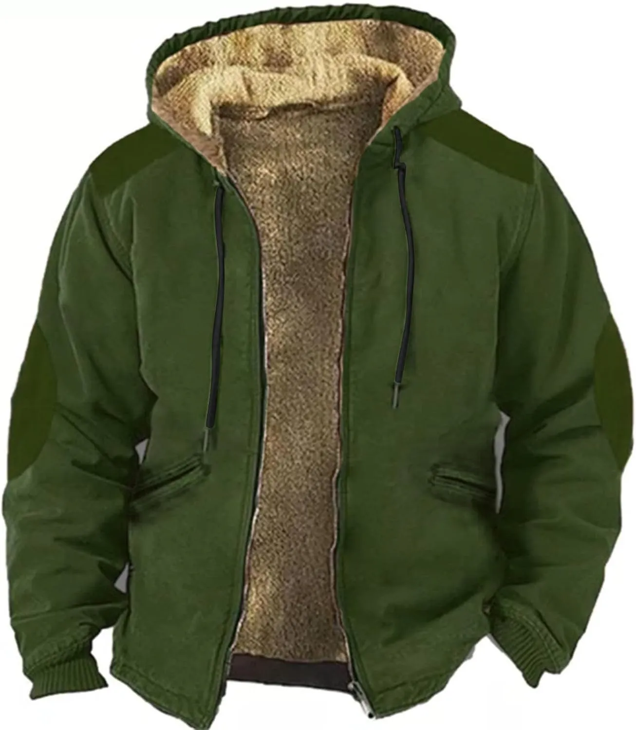 Mens Fleece Sherpa Lined Zip Up Hoodie Jackets, Long Sleeve Coat, Fleece Fur Lined Oversized Hoodies for Men