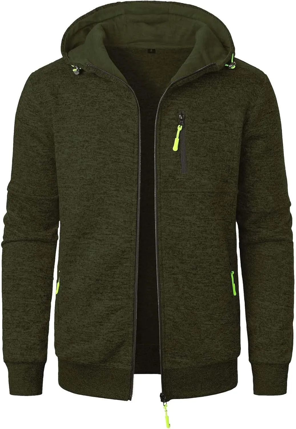Men's Full Zip Cardigan Sports Jacket Drawstring Long Sleeve Hooded Coat Jacket Casual Loose Outwear with Pocket