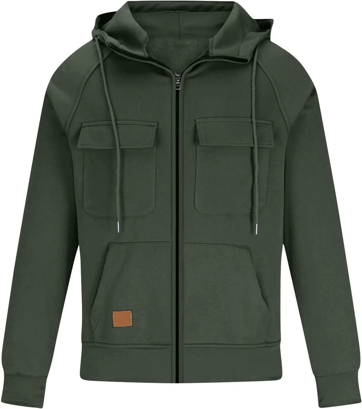 Men's Full-Zip Hoodie with Multiple Pockets, Soft Fleece, Adjustable Drawstring Hood, Casual Wear
