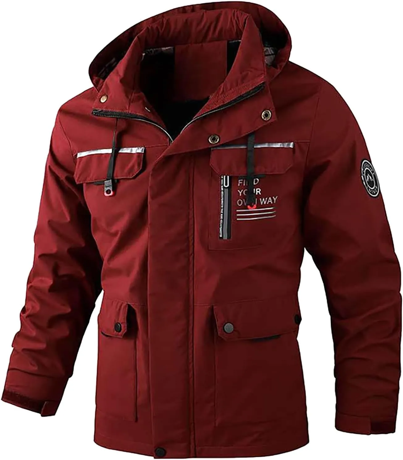 Men'S Hooded Softshell Jacket Waterproof Lightweight Windbreaker Fleece Lined Rain Shell Jacket Plus Size