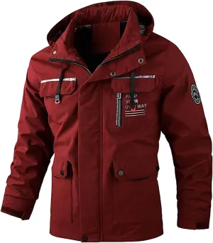 Men'S Hooded Softshell Jacket Waterproof Lightweight Windbreaker Fleece Lined Rain Shell Jacket Plus Size
