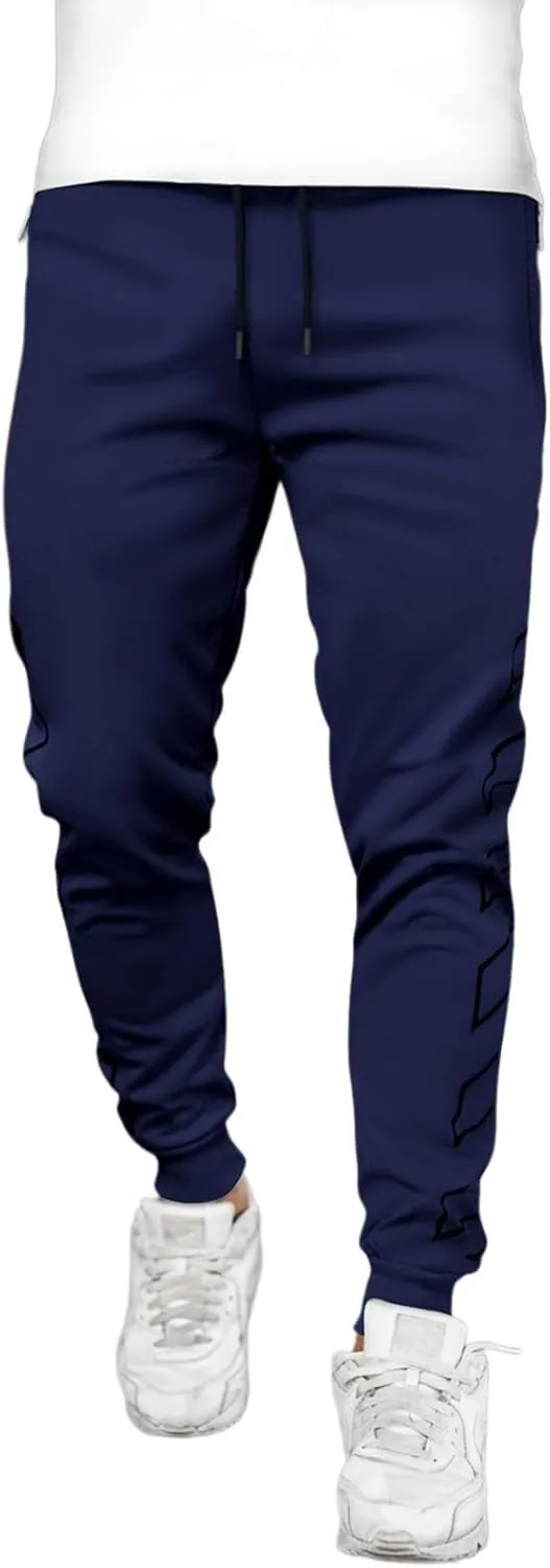 Men's Joggers Drawstring Sweatpants with Zipper Pockets Slim Fit Pants Gym Workout Trousers Work Pants for Men