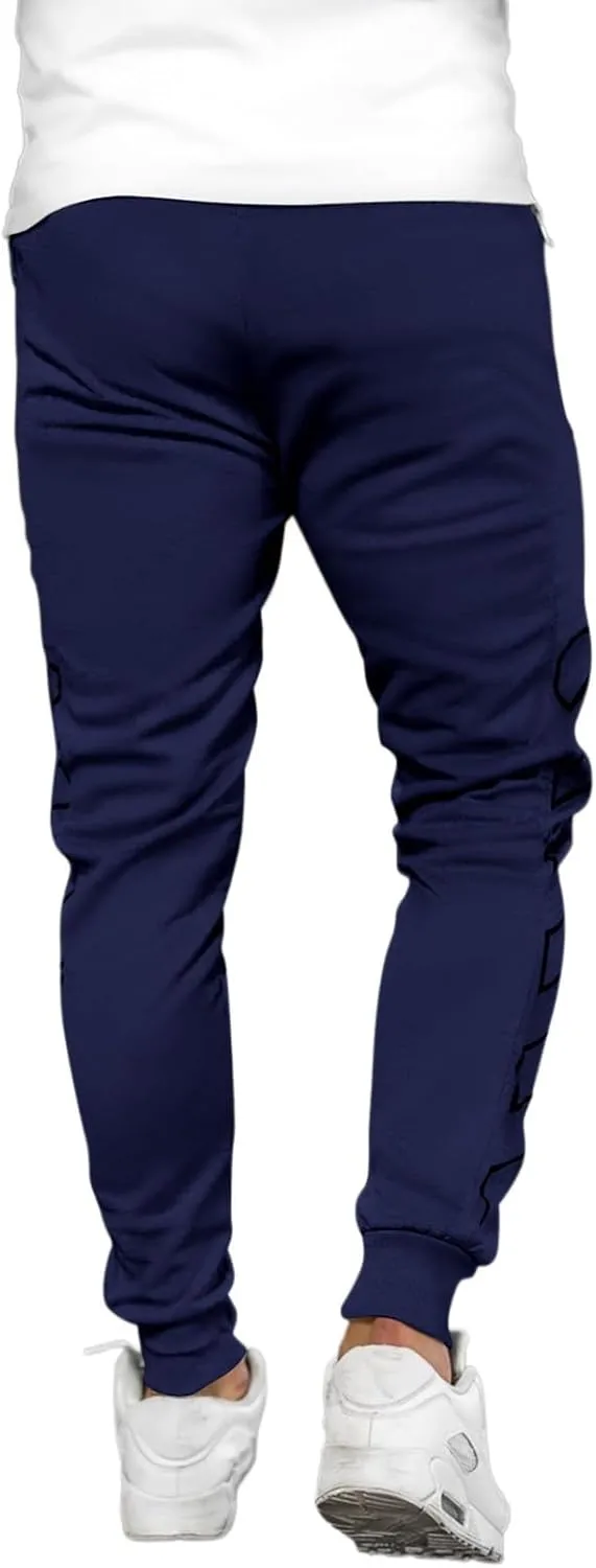 Men's Joggers Drawstring Sweatpants with Zipper Pockets Slim Fit Pants Gym Workout Trousers Work Pants for Men