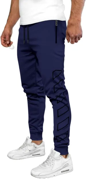 Men's Joggers Drawstring Sweatpants with Zipper Pockets Slim Fit Pants Gym Workout Trousers Work Pants for Men