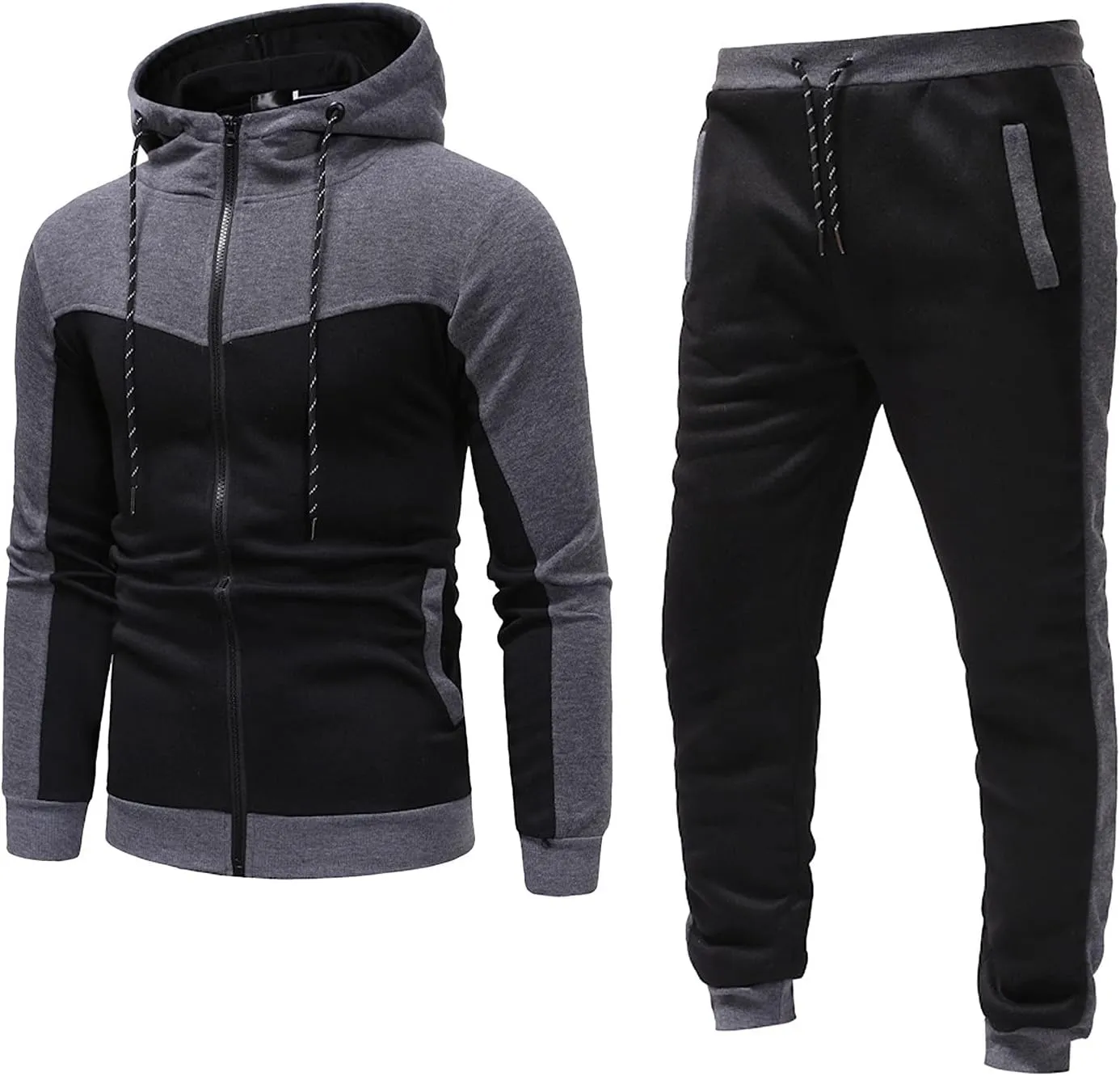 Men's Lightweight Hoodie Winter Sports Casual Fitness Suit With Dots Hoodie Sweatshirt And Pants