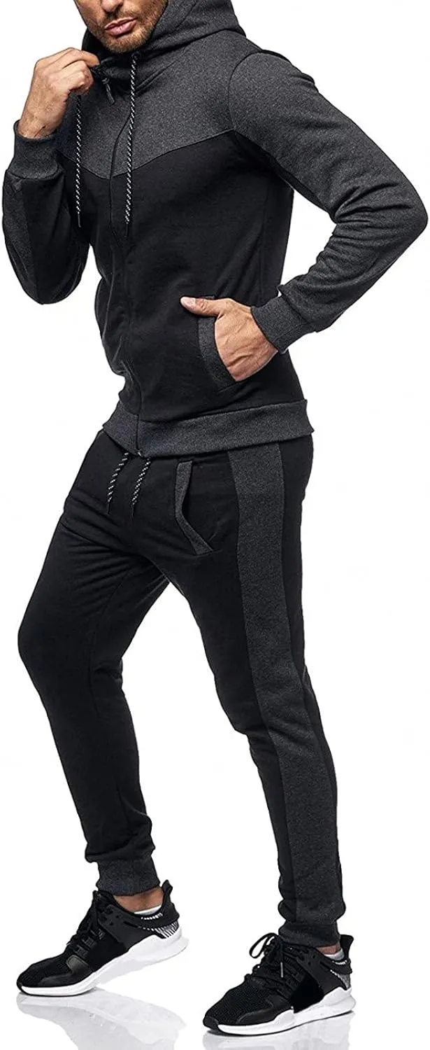 Men's Lightweight Hoodie Winter Sports Casual Fitness Suit With Dots Hoodie Sweatshirt And Pants