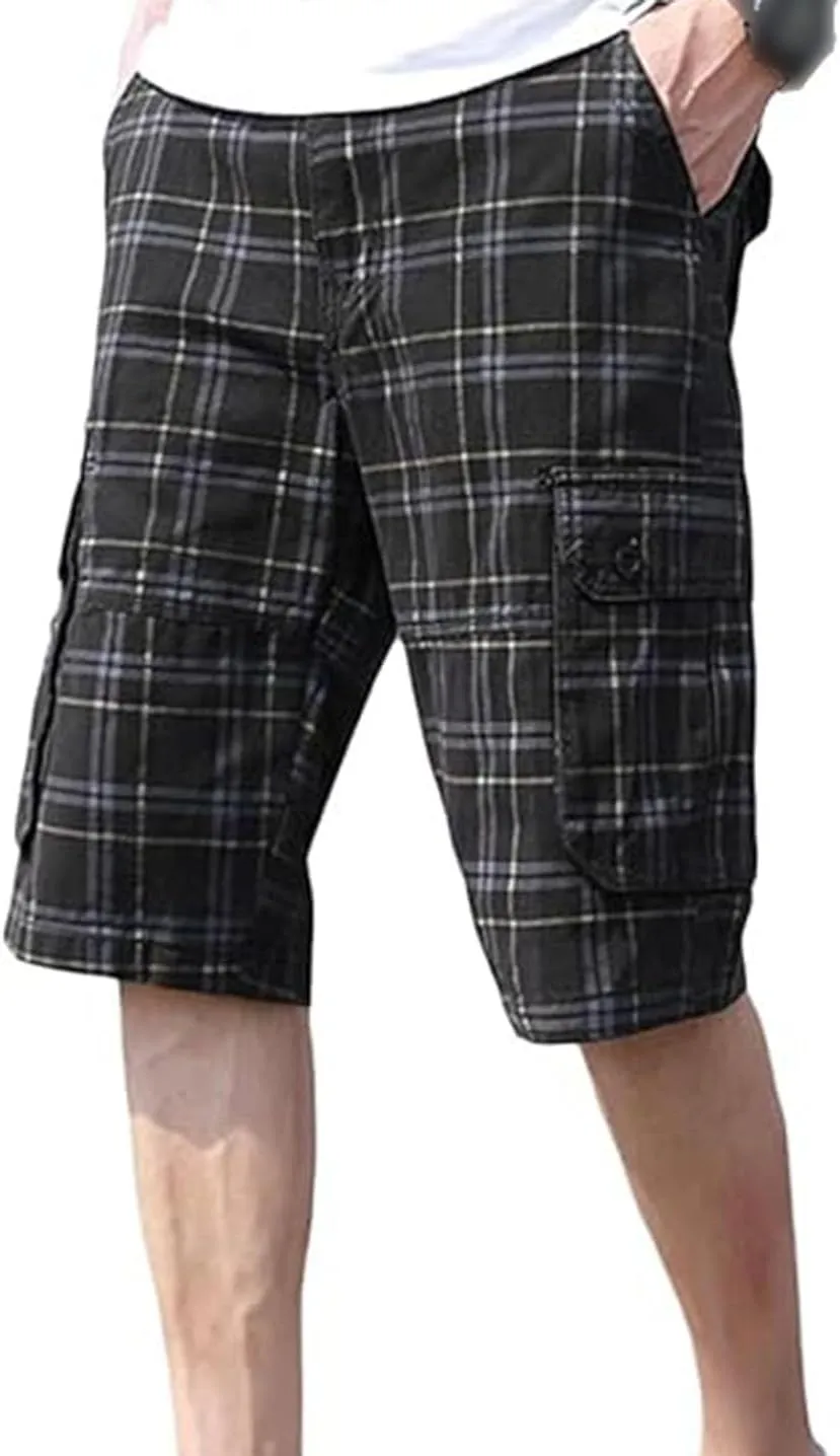 Men's Lightweight Multi-Pocket Cargo Shorts Cotton Casual Outdoor Shorts Summer Twill Short Pants No Belt