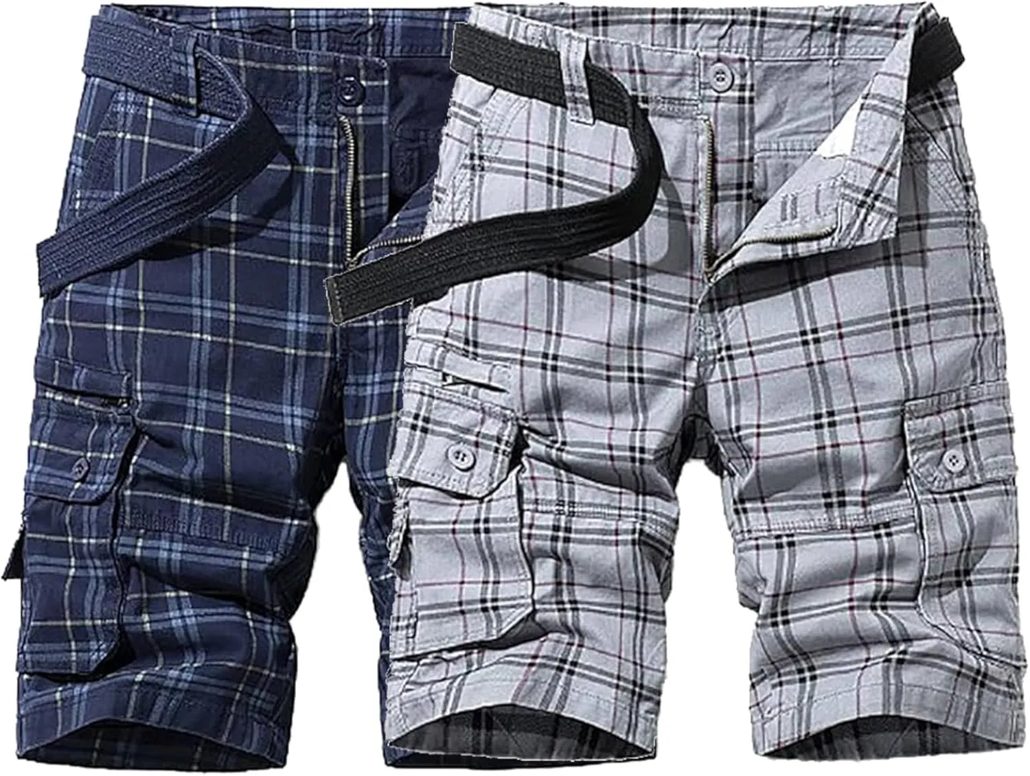 Men's Lightweight Multi-Pocket Cargo Shorts Cotton Casual Outdoor Shorts Summer Twill Short Pants No Belt