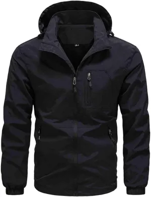 Men's Lightweight Waterproof Rain Jacket,Shell Hooded Outdoor Raincoat Hiking Windbreake jacket Outdoor Sports Jacket