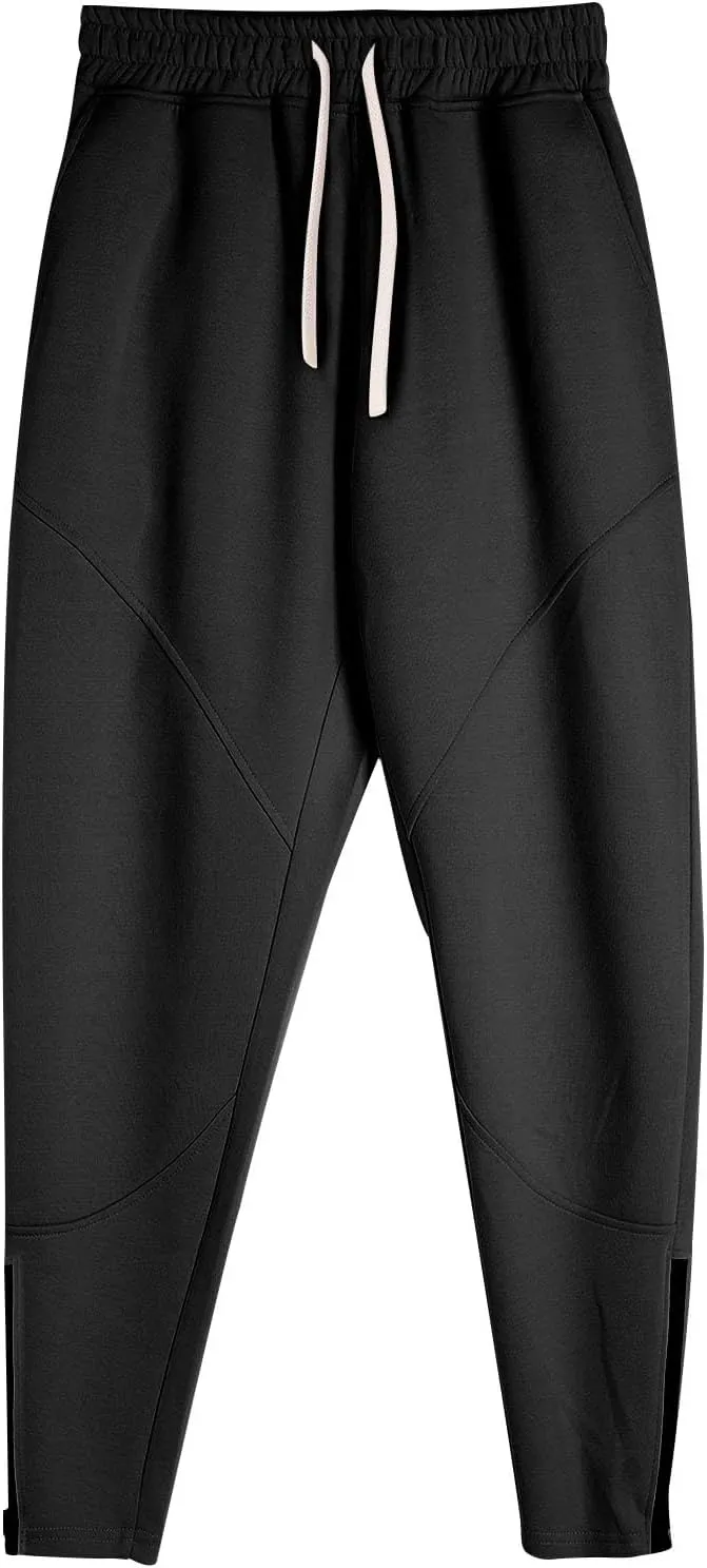 Men's Multi-Pocket Cargo Pants Drawstring Sports Jogger Elastic Waist Sweatpants Fleece Travel Trouser Comfy Pant