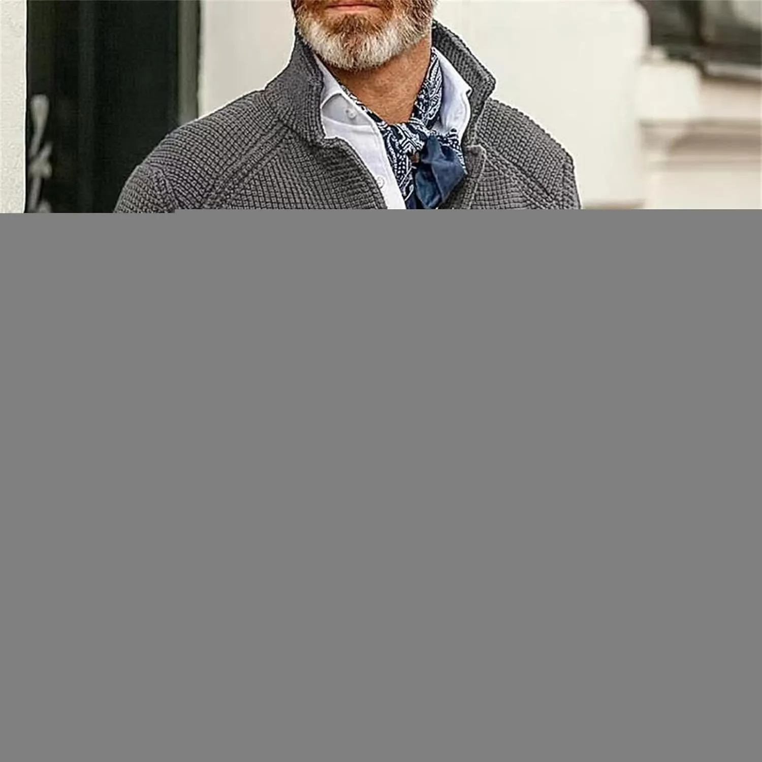 Men's Open Front Stand Collar Sweaters Slim Fit Button Down Cardigan Knitwear with Pockets