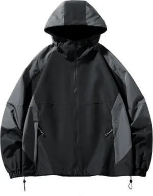 Men's Outdoor Waterproof Jacket Lightweight Breathable Windbreaker Hooded Multifunctional Sports Jacket
